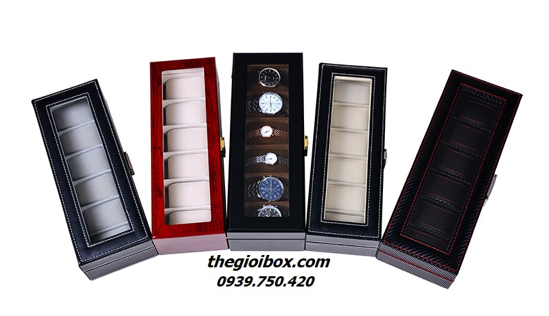 bán mua hộp để đồng hồ 6 ngăn bằng da bằng gỗ đẹp giá rẻ