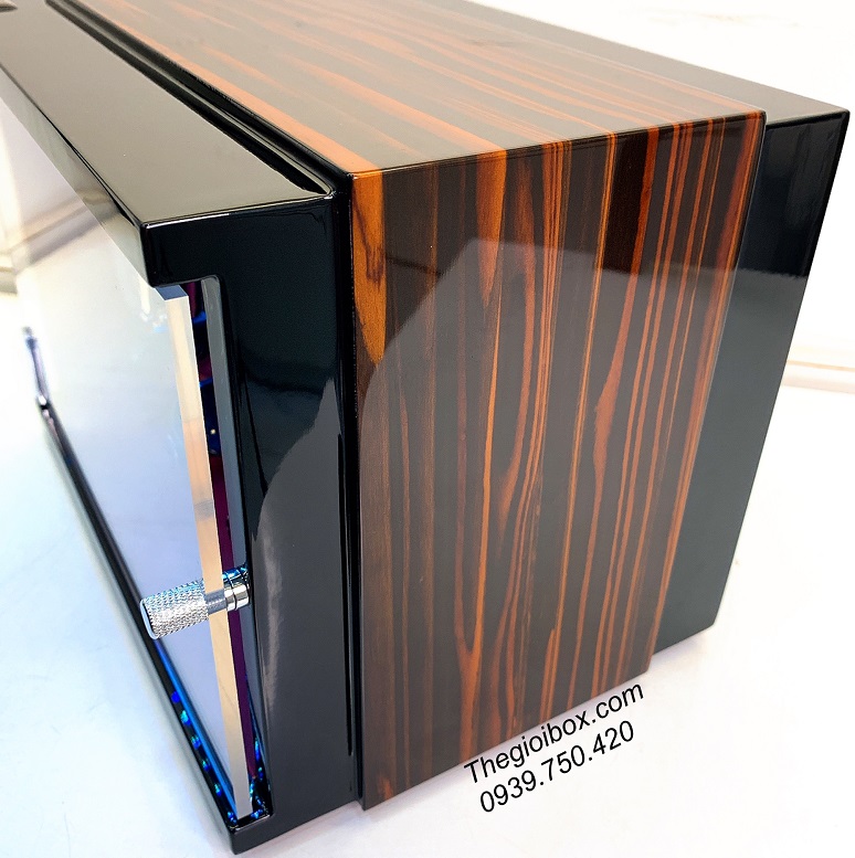 chất liệu vỏ gỗ bóng gương cao cấp của tủ xoay đồng hồ cơ ACBOW