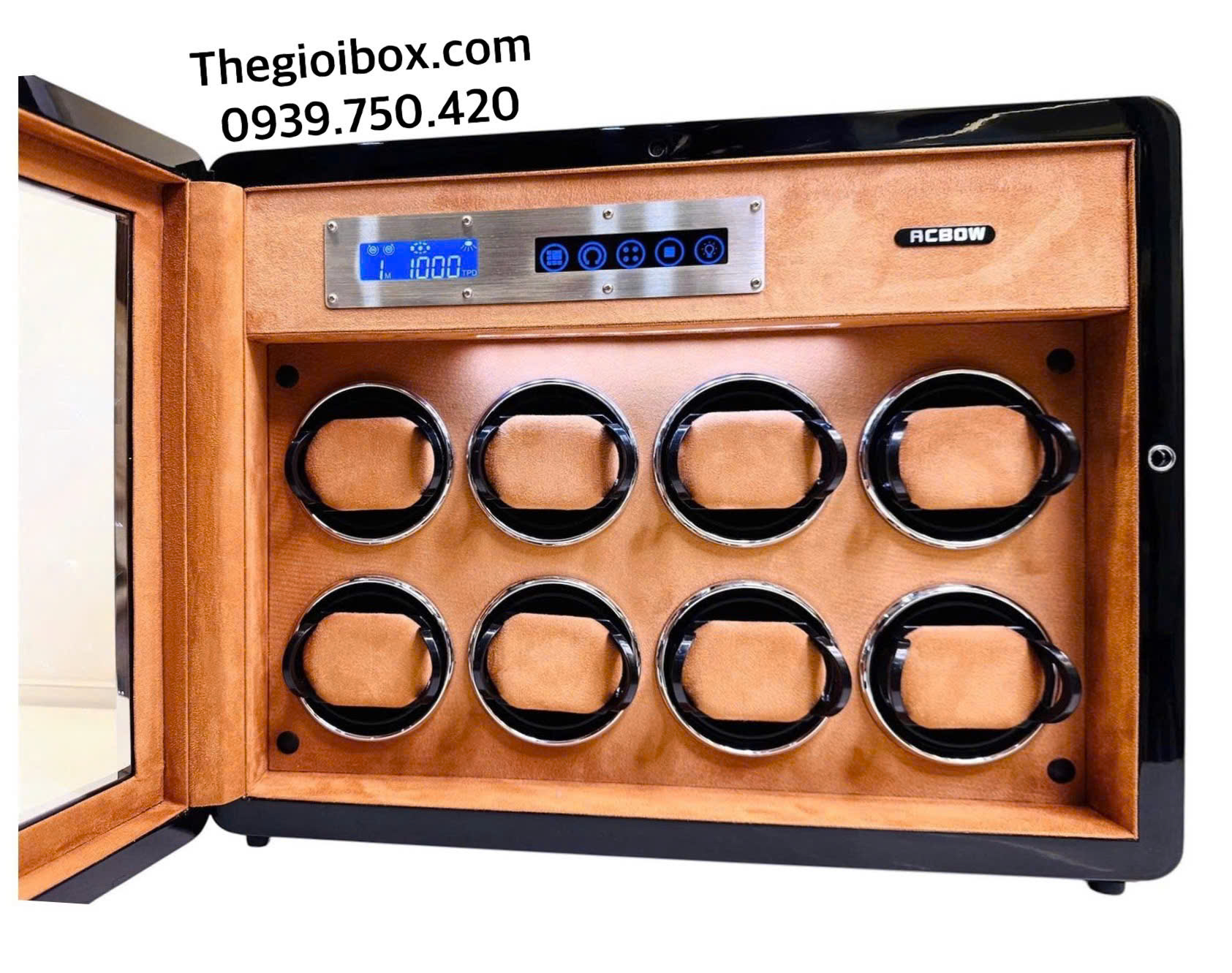 tủ đồng hồ xoay ACBOW 8 Xoay 6 Cố Định Cảm Ứng Và Khóa Vân Tay Cao Cấp