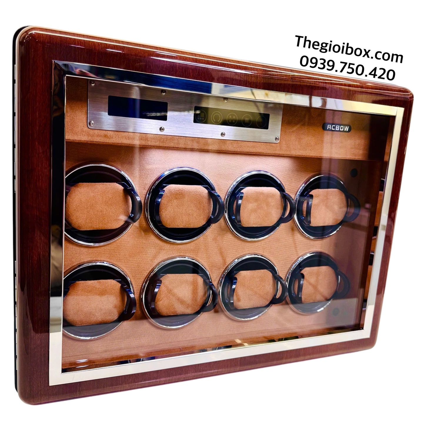 tủ đồng hồ xoay ACBOW 8 Xoay 6 Cố Định Cảm Ứng Và Khóa Vân Tay Cao Cấp