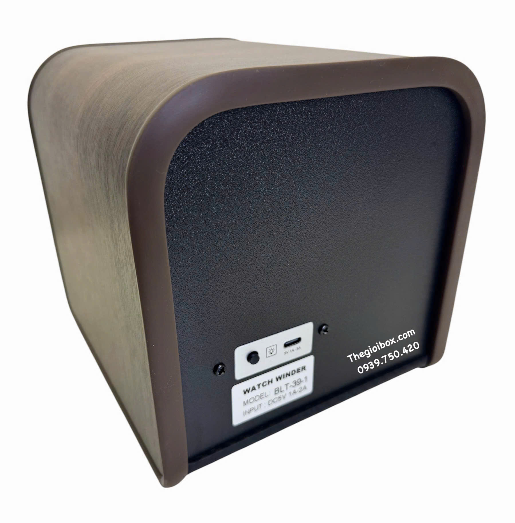 Hộp xoay đựng đồng hồ cơ 1 ngăn có đèn led và nắp kính acrylic trong suốt cao cấp