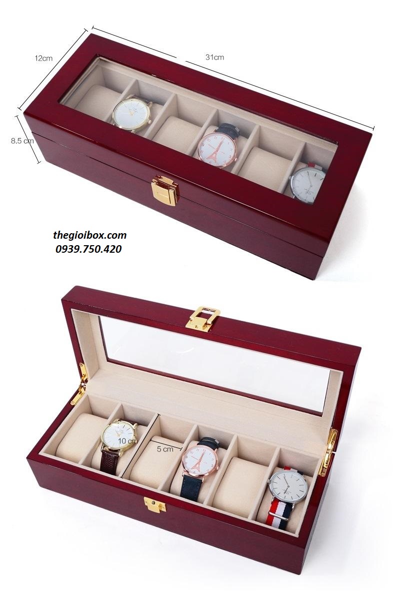 hộp đựng đồng hồ 6 chiếc bằng gỗ sang trọng đẹp giá rẻ