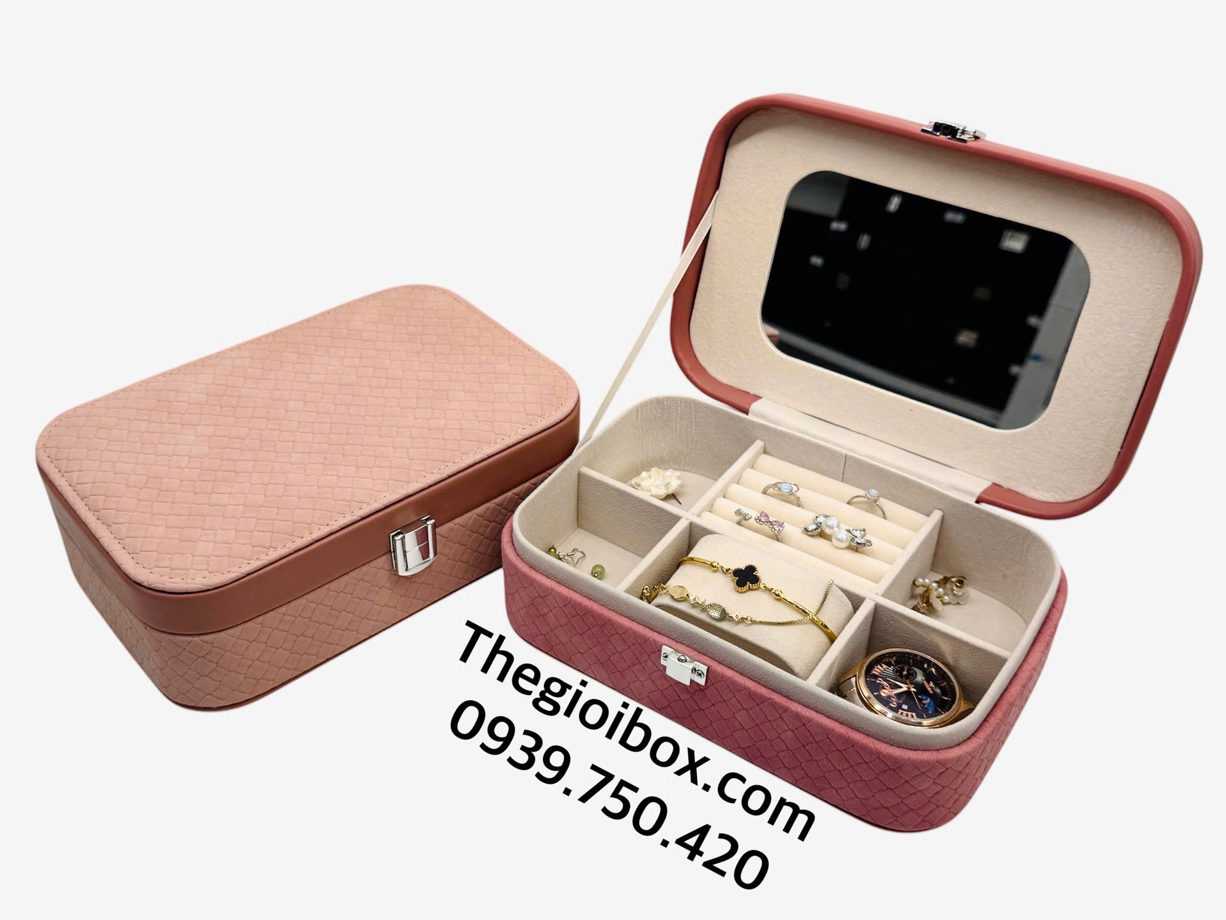 hộp đựng trang sức nữ trang vàng nhỏ gọn xinh xắn mang đi du lịch cao cấp giá rẻ