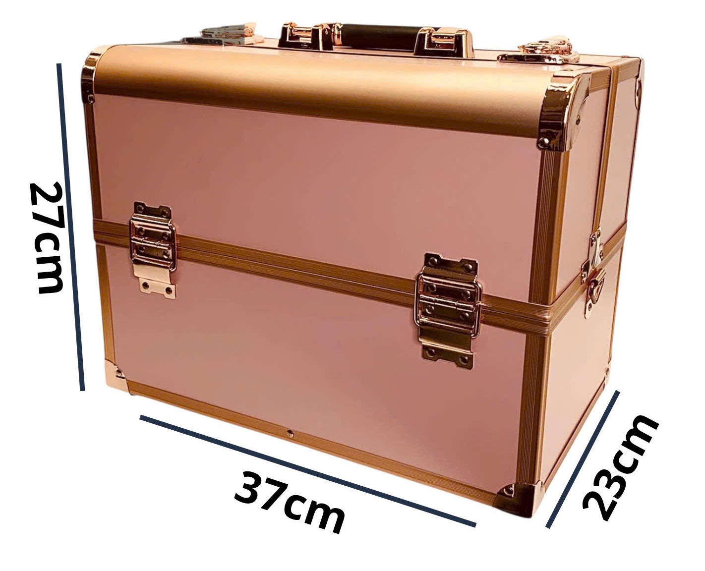 Cốp Trang Điểm Rose Gold 6 Khay Thiết Kế Sang Trọng, Nhiều Ngăn Tiện Lợi
