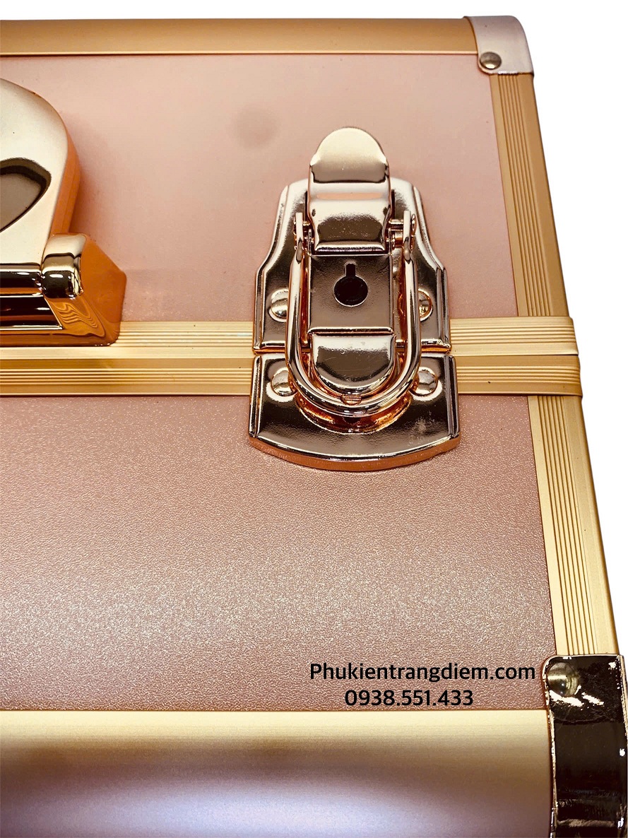 Cốp Trang Điểm Rose Gold 6 Khay Thiết Kế Sang Trọng, Nhiều Ngăn Tiện Lợi