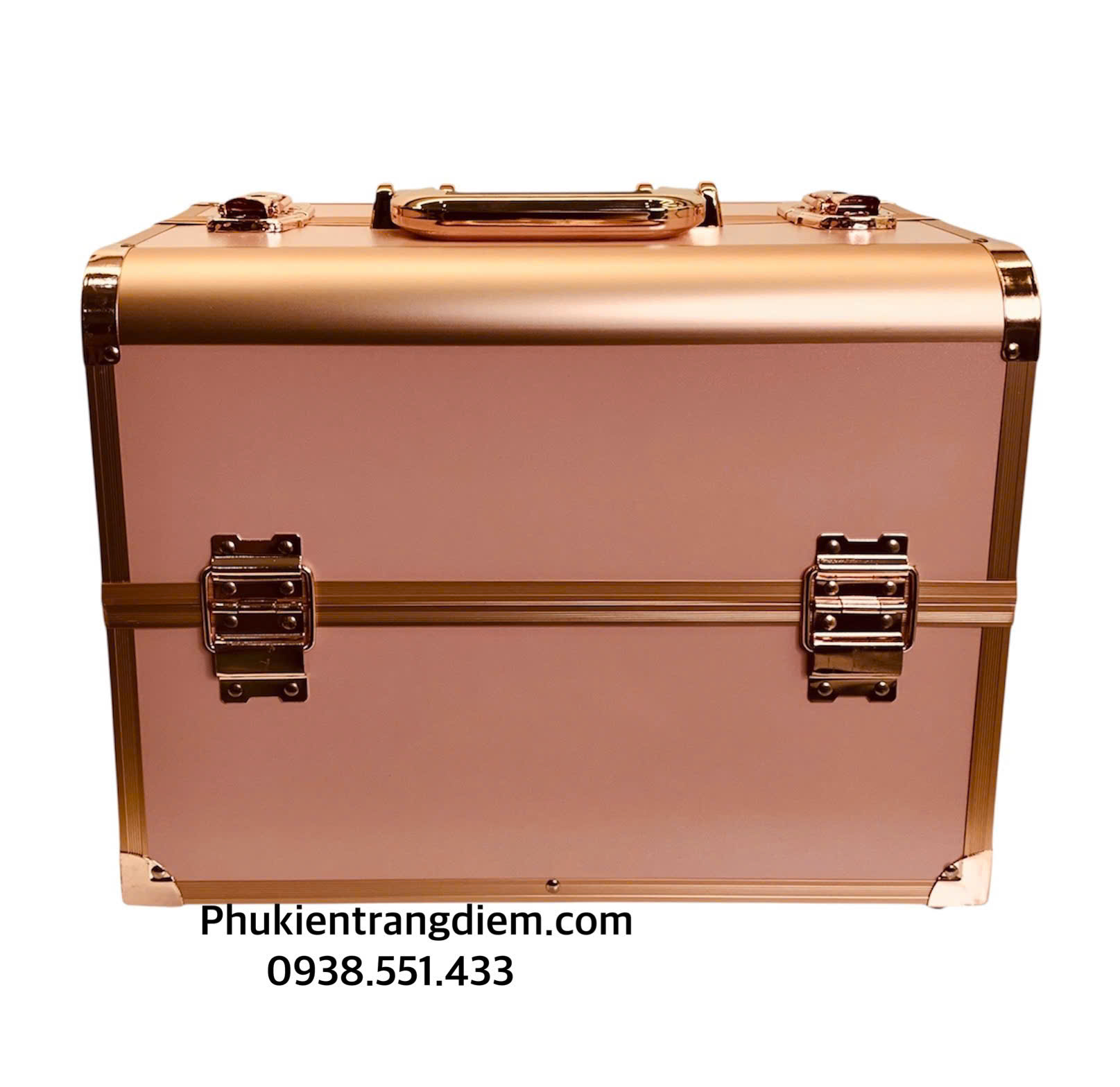 Cốp Trang Điểm Rose Gold 6 Khay Thiết Kế Sang Trọng, Nhiều Ngăn Tiện Lợi