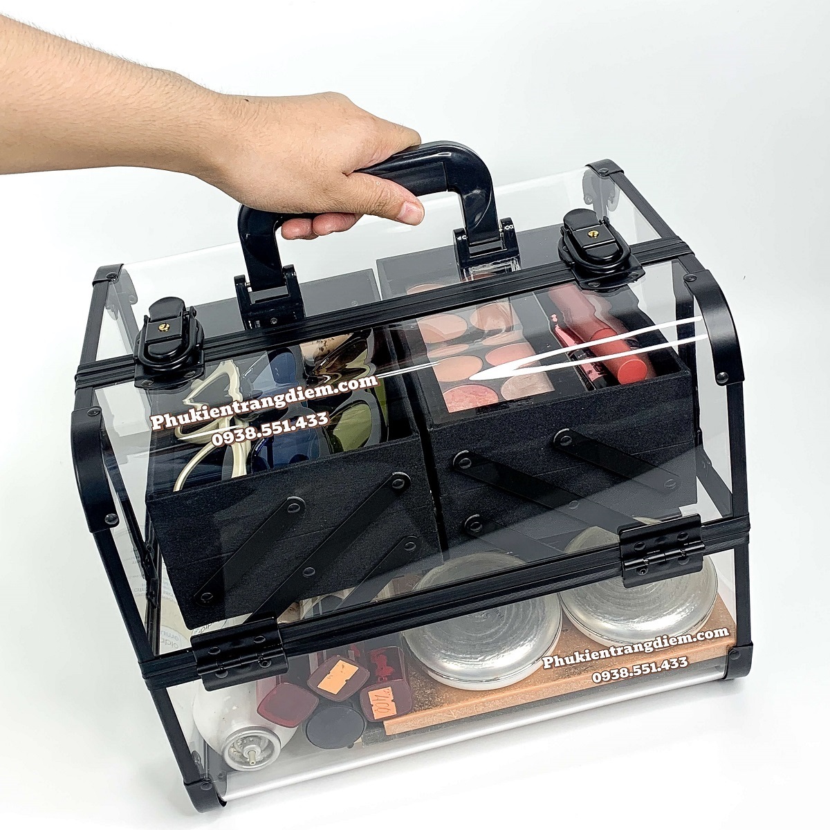 Cốp Trang Điểm Mini Trong Suốt Nhỏ Gọn Xinh Xắn