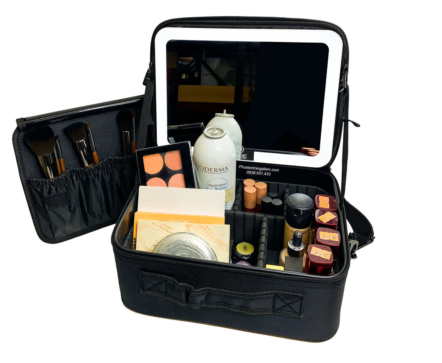 Cốp - túi đựng đồ make up cá nhân vỏ da kèm gương soi có đèn LED sang trọng giá rẻ