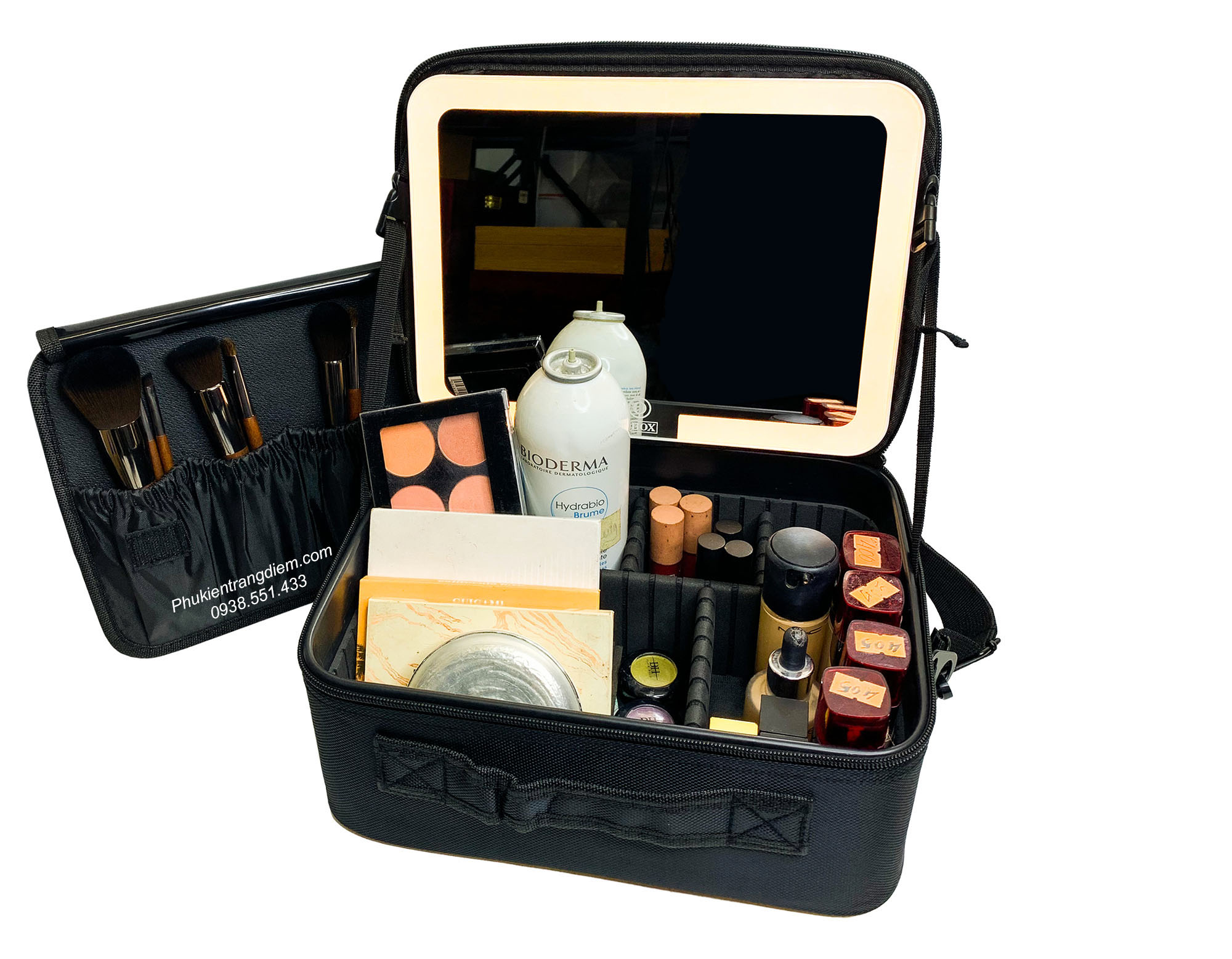 Cốp - túi đựng đồ make up cá nhân vỏ da kèm gương soi có đèn LED sang trọng giá rẻ