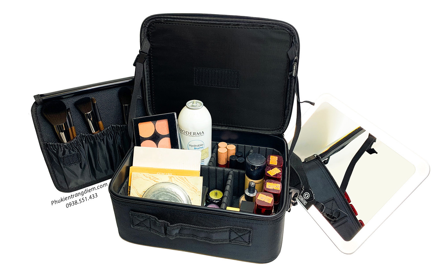 Cốp - túi đựng đồ make up cá nhân vỏ da kèm gương soi có đèn LED sang trọng giá rẻ