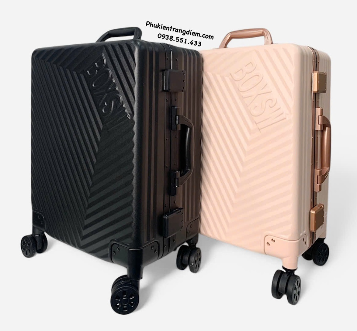 cốp vali kéo BOXSW makeup chuyên nghiệp vỏ cứng khóa số kèm nhiều túi trong để vừa xe máy