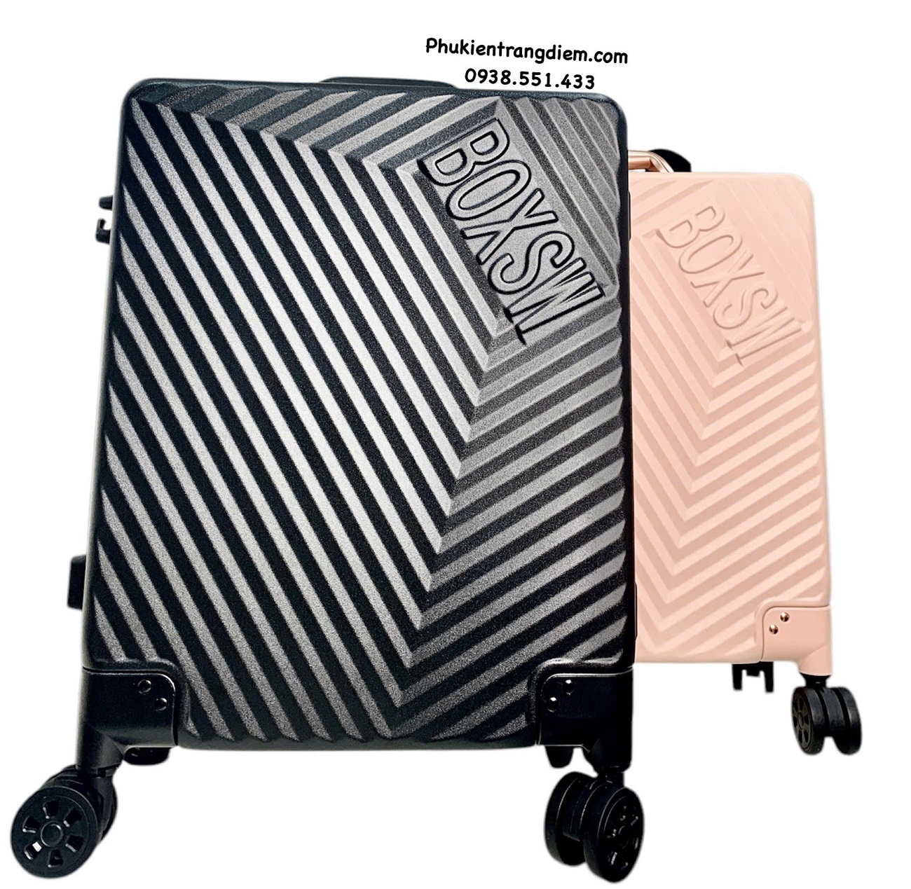 cốp vali kéo BOXSW makeup chuyên nghiệp vỏ cứng khóa số kèm nhiều túi trong để vừa xe máy