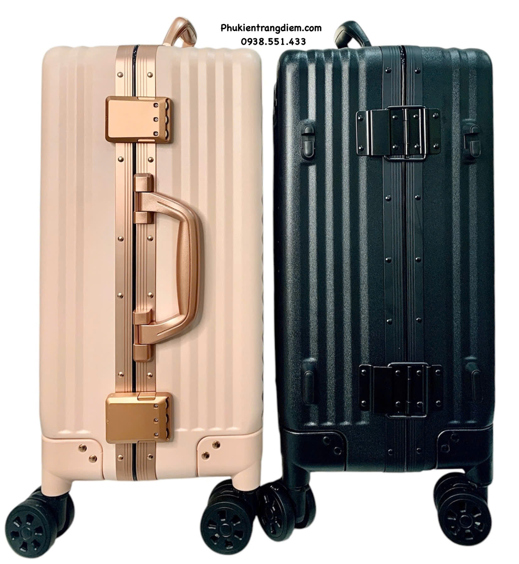 cốp vali kéo BOXSW makeup chuyên nghiệp vỏ cứng khóa số kèm nhiều túi trong để vừa xe máy