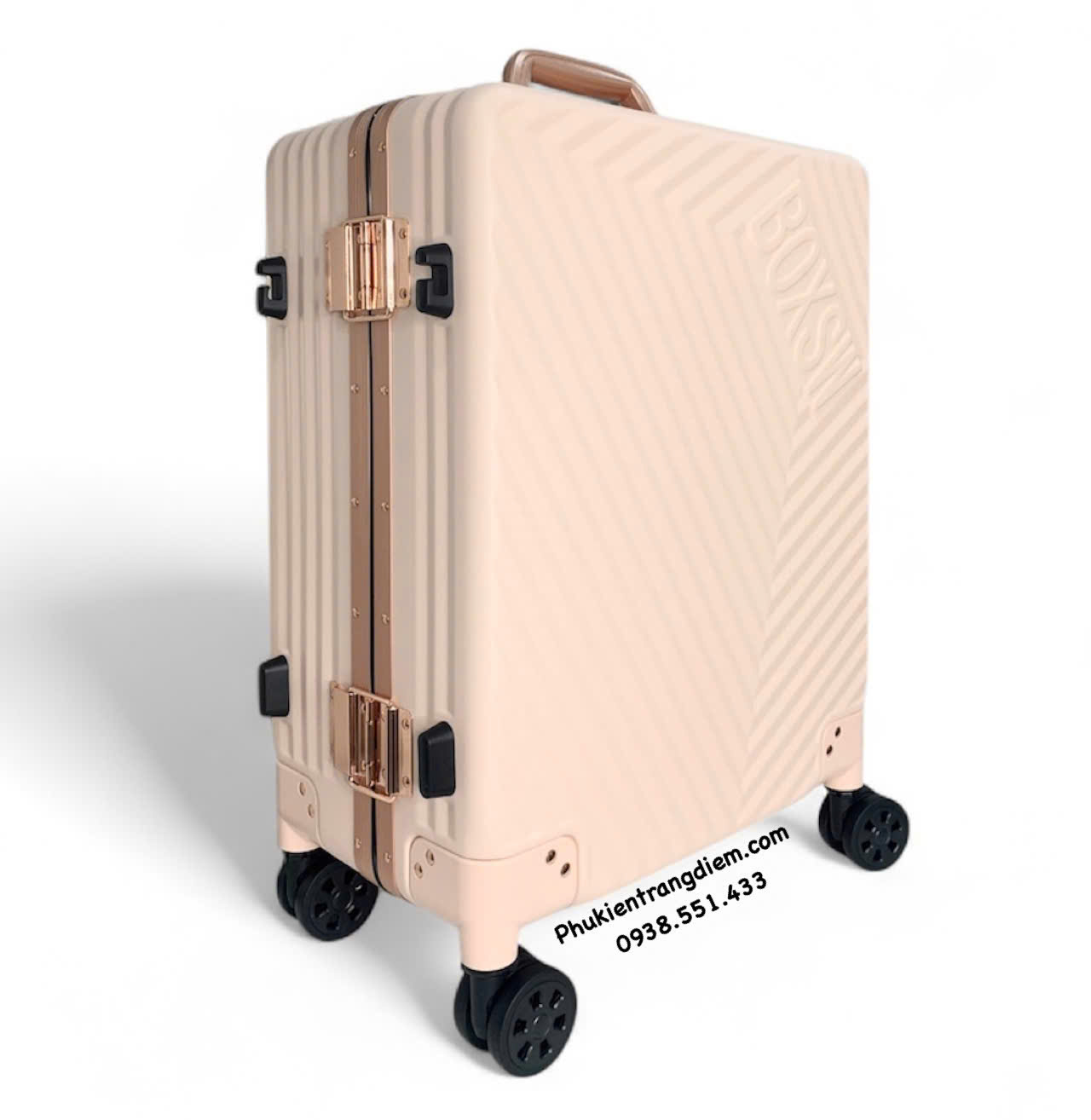 cốp vali kéo BOXSW makeup chuyên nghiệp vỏ cứng khóa số kèm nhiều túi trong để vừa xe máy