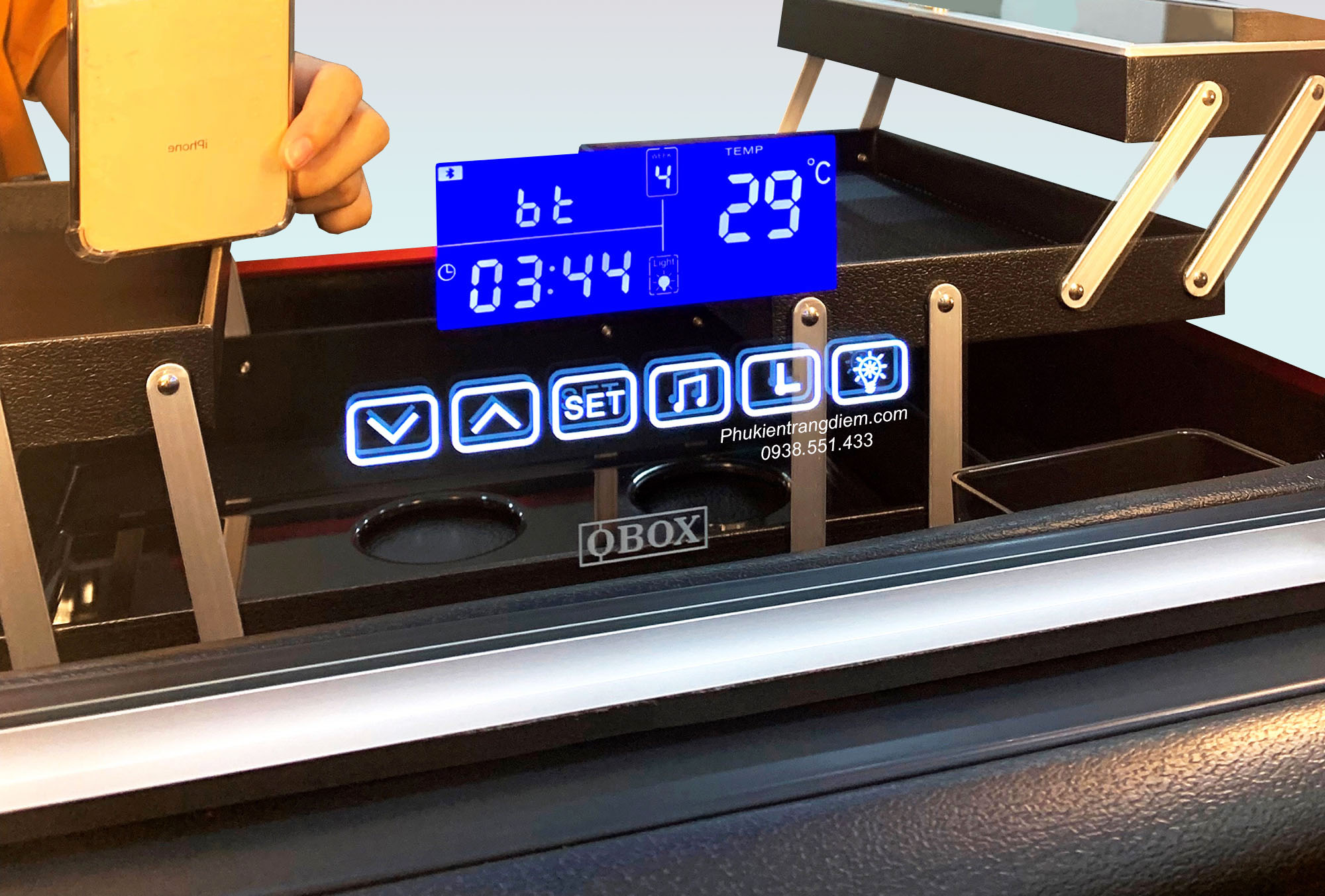 Vali thùng đựng đồ trang điểm, make up chuyên nghiệp có gương đèn LED + loa bluetooth cao cấp - full nhôm - khóa số bảo mật