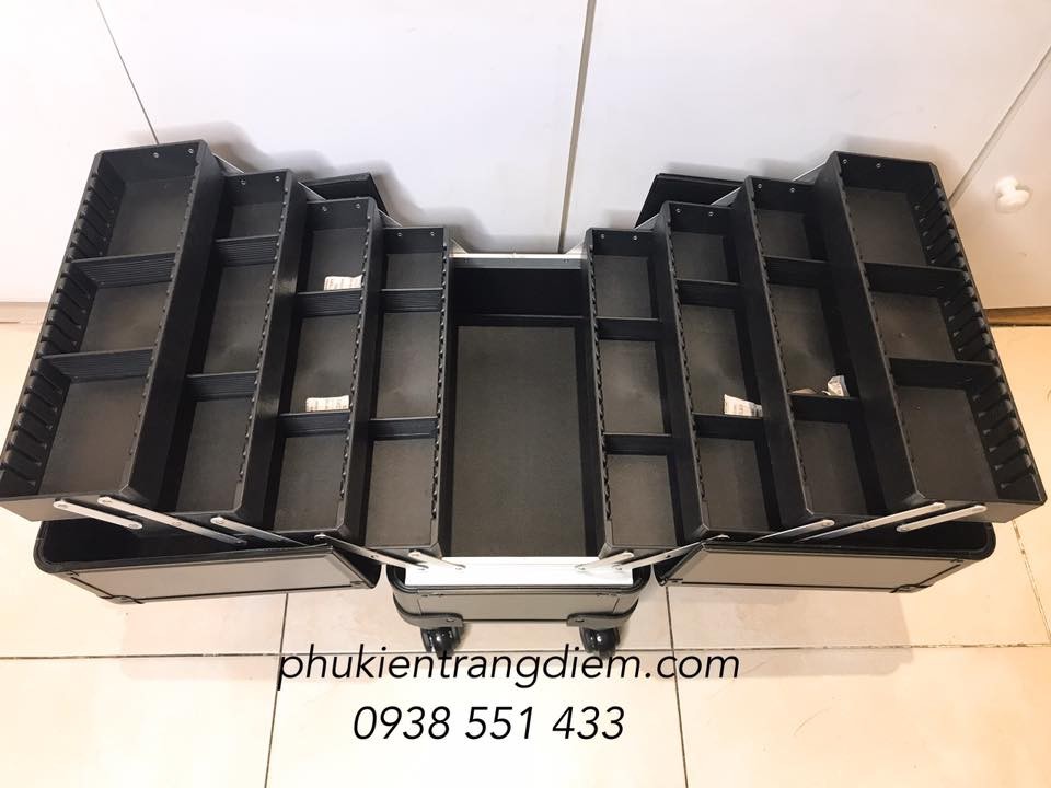 cốp vali kéo trang điểm chuyên nghiệp nhiều ngăn phân loại khung cứng cao cấp