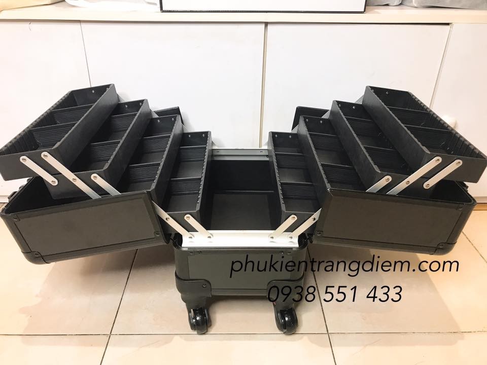 cốp vali kéo trang điểm chuyên nghiệp nhiều ngăn phân loại khung cứng cao cấp