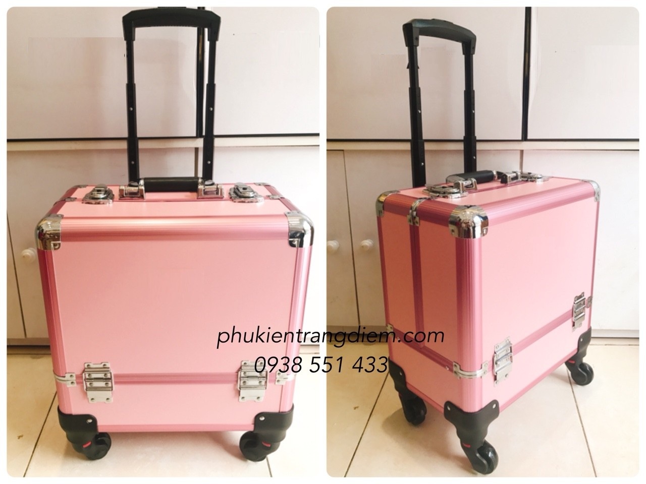 cốp vali kéo trang điểm chuyên nghiệp nhiều ngăn phân loại khung cứng cao cấp