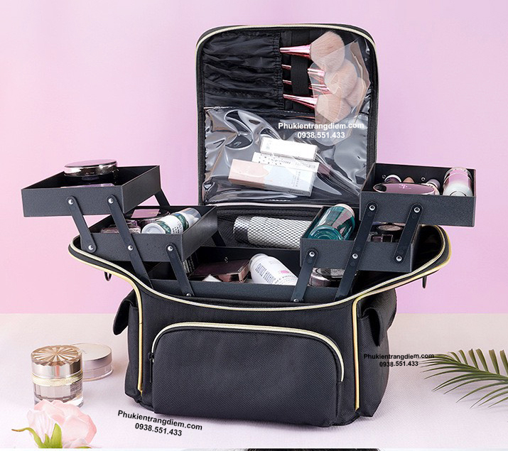 Cốp túi vải đựng đồ làm nail, nối mi, phun xăm 4 ngăn có dây đeo nhỏ gọn giá rẻ