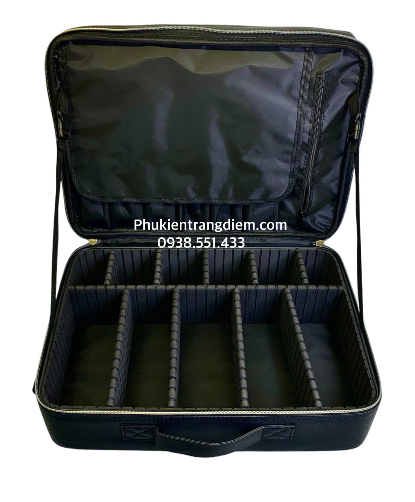 Cốp Da Màu Đen Đựng Mỹ Phẩm Cho Thợ Trang Điểm Cao Cấp