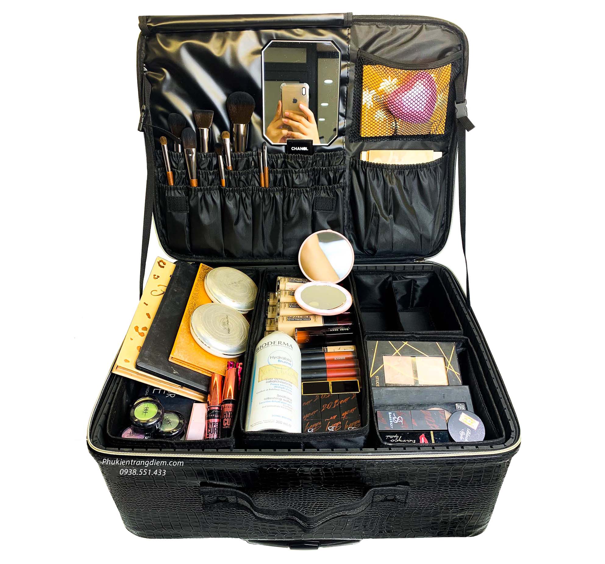 Vali kéo đựng đồ make-up vỏ da vân cá sấu giá rẻ