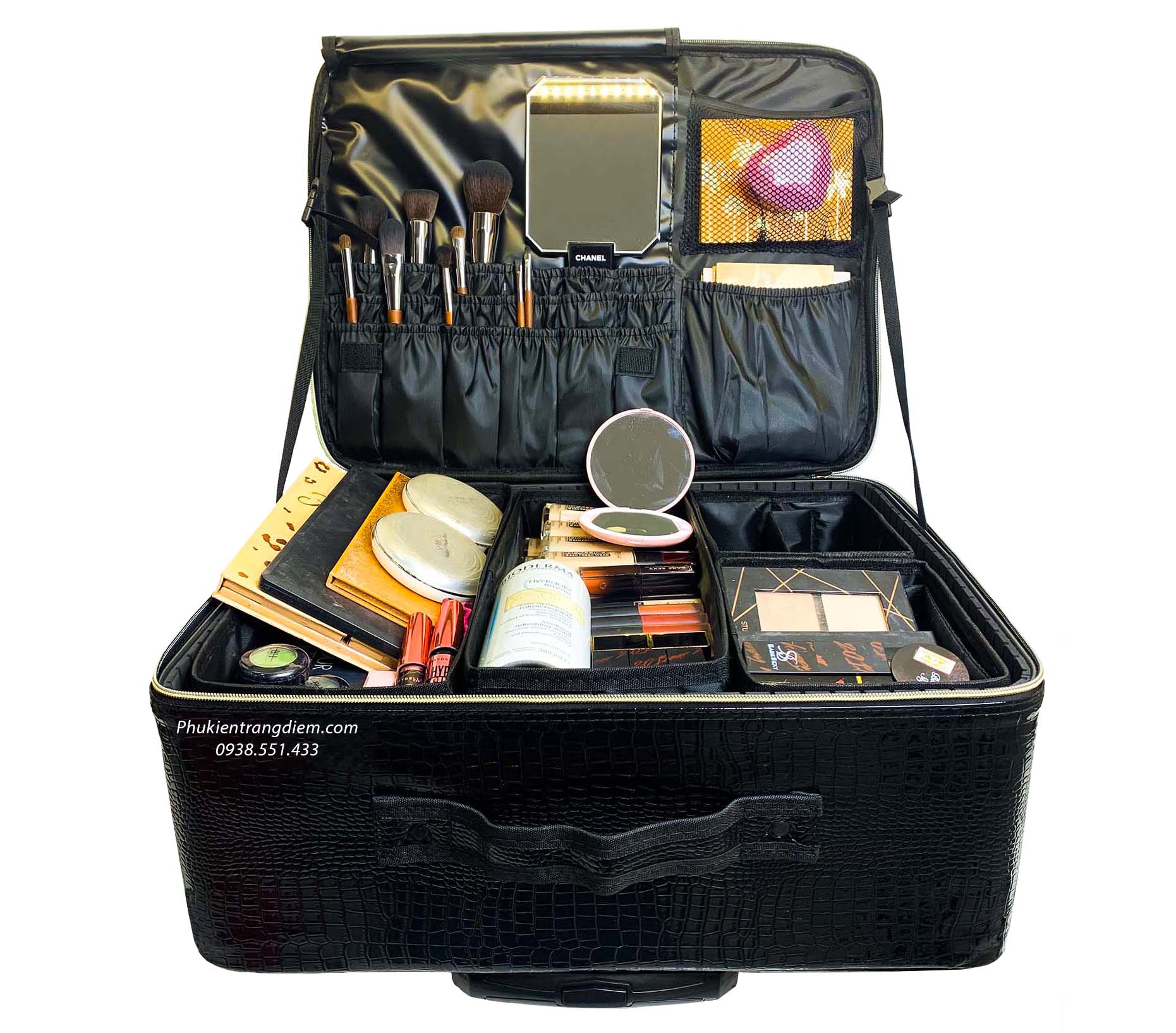 Vali kéo đựng đồ make-up vỏ da vân cá sấu giá rẻ