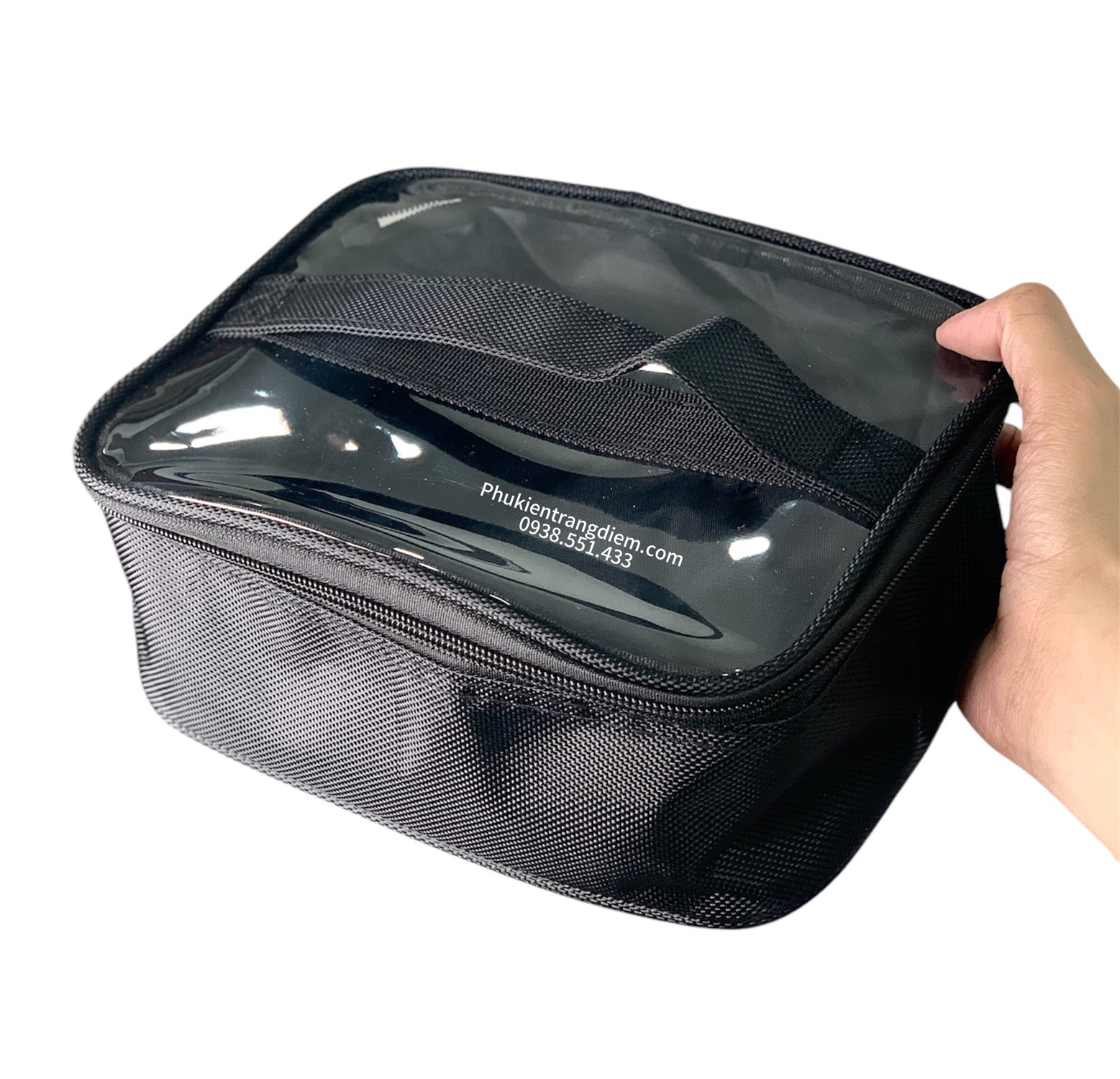 Cốp vali đựng đồ trang điểm chuyên nghiệp 2 ngăn kèm 4 túi rời trong suốt bằng vải cứng cáp